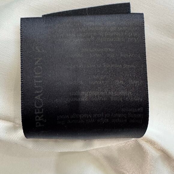 Mackage Petite Small (P/S) Ivory Herringbone Wool Coat Leather Trim Lined - Picture 11 of 14